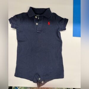Polo Ralph Lauren 6M Baby Boys Cotton Short Sleeved Polo Shortall - Navy